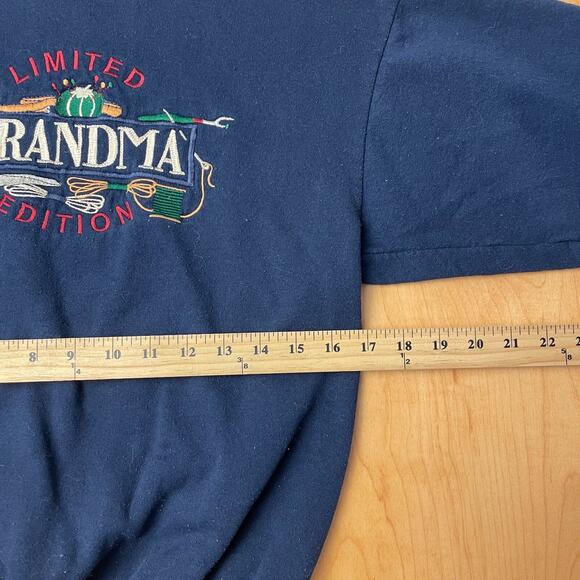 Vintage Grandma Edition Extra Small Solid Blue Long Sleeve Crewneck Sweater - Picture 7 of 9